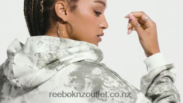 Light Sage 2B4626841 Classics Cloud Splatter-Print Zip-Up Sweatshirt Reebok Women