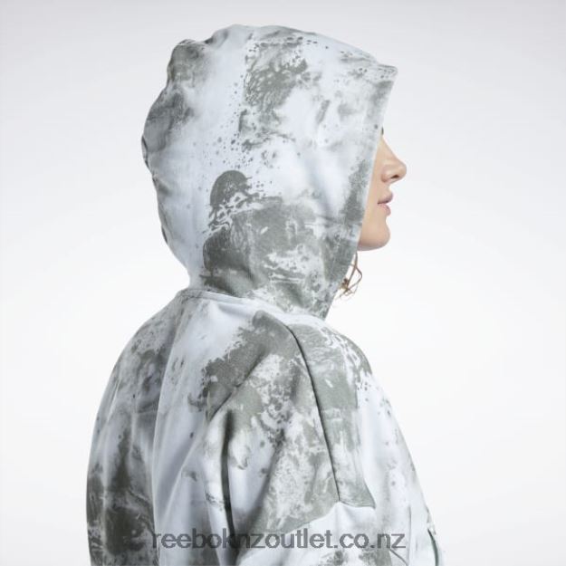 Light Sage 2B4626841 Classics Cloud Splatter-Print Zip-Up Sweatshirt Reebok Women