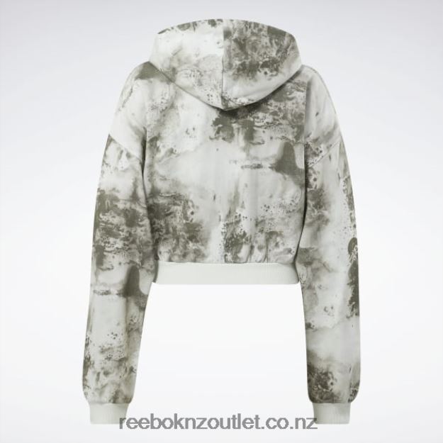Light Sage 2B4626841 Classics Cloud Splatter-Print Zip-Up Sweatshirt Reebok Women