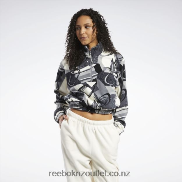 Pure Grey 5 2B4626848 Classics Winter Print Half-Zip Sweatshirt Reebok Women