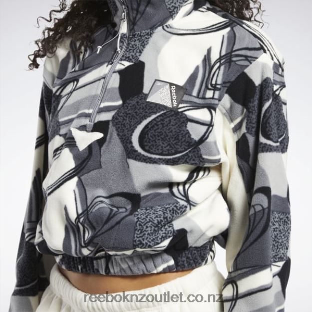 Pure Grey 5 2B4626848 Classics Winter Print Half-Zip Sweatshirt Reebok Women