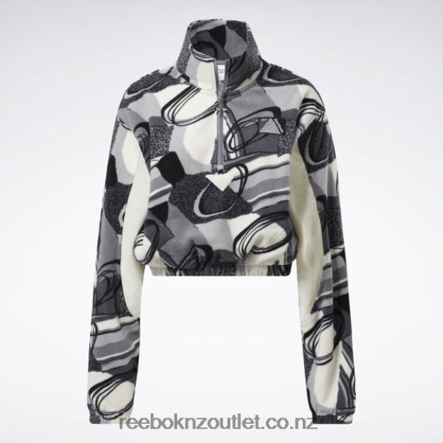 Pure Grey 5 2B4626848 Classics Winter Print Half-Zip Sweatshirt Reebok Women