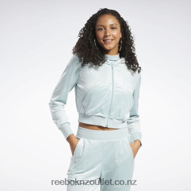 Seaside Grey 2B4626785 Classics Energy Q4 Velour Zip-Up Sweatshirt Reebok Women