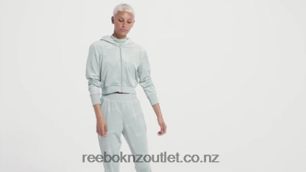 Seaside Grey 2B4626785 Classics Energy Q4 Velour Zip-Up Sweatshirt Reebok Women