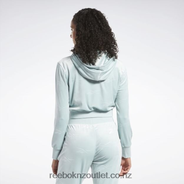 Seaside Grey 2B4626785 Classics Energy Q4 Velour Zip-Up Sweatshirt Reebok Women