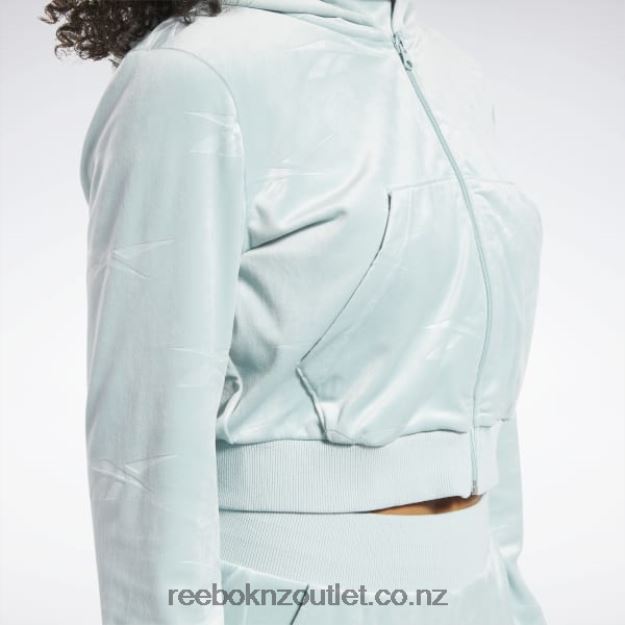 Seaside Grey 2B4626785 Classics Energy Q4 Velour Zip-Up Sweatshirt Reebok Women