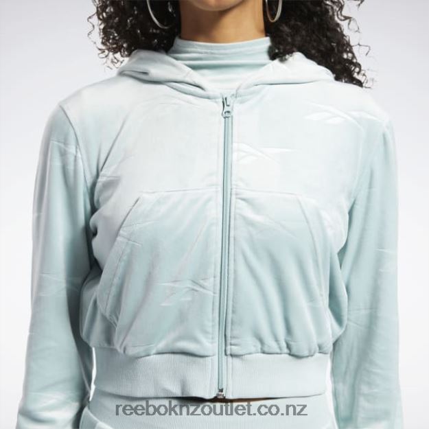 Seaside Grey 2B4626785 Classics Energy Q4 Velour Zip-Up Sweatshirt Reebok Women