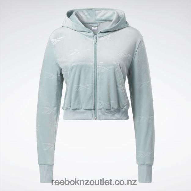 Seaside Grey 2B4626785 Classics Energy Q4 Velour Zip-Up Sweatshirt Reebok Women