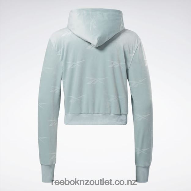 Seaside Grey 2B4626785 Classics Energy Q4 Velour Zip-Up Sweatshirt Reebok Women