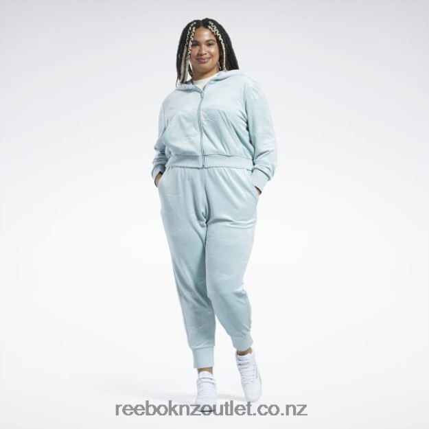 Seaside Grey 2B4626899 Classics Energy Q4 Velour Zip-Up Sweatshirt (Plus Size) Reebok Women