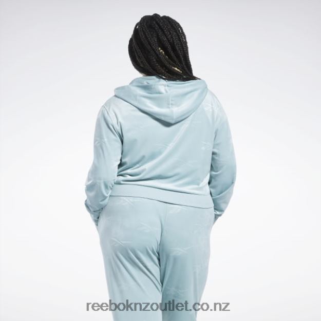 Seaside Grey 2B4626899 Classics Energy Q4 Velour Zip-Up Sweatshirt (Plus Size) Reebok Women