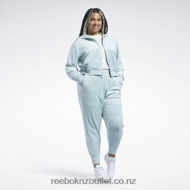 Seaside Grey 2B4626899 Classics Energy Q4 Velour Zip-Up Sweatshirt (Plus Size) Reebok Women