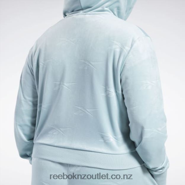 Seaside Grey 2B4626899 Classics Energy Q4 Velour Zip-Up Sweatshirt (Plus Size) Reebok Women