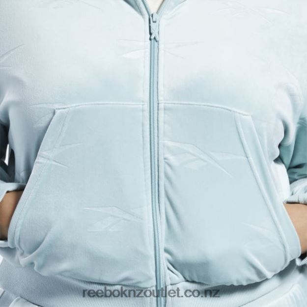Seaside Grey 2B4626899 Classics Energy Q4 Velour Zip-Up Sweatshirt (Plus Size) Reebok Women