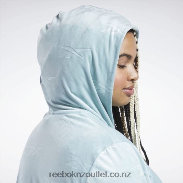 Seaside Grey 2B4626899 Classics Energy Q4 Velour Zip-Up Sweatshirt (Plus Size) Reebok Women