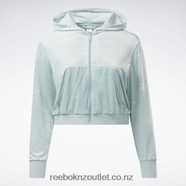 Seaside Grey 2B4626899 Classics Energy Q4 Velour Zip-Up Sweatshirt (Plus Size) Reebok Women