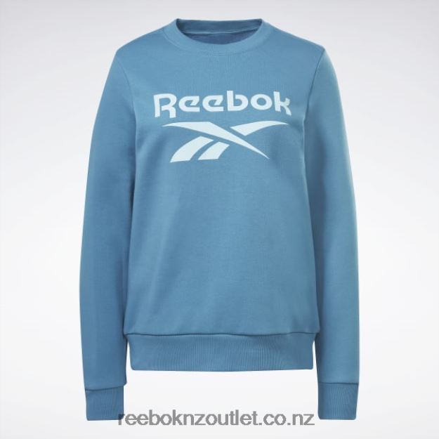 Steely Blue S23-R 2B4626827 Identity Big Logo Fleece Crew Sweatshirt Reebok Women