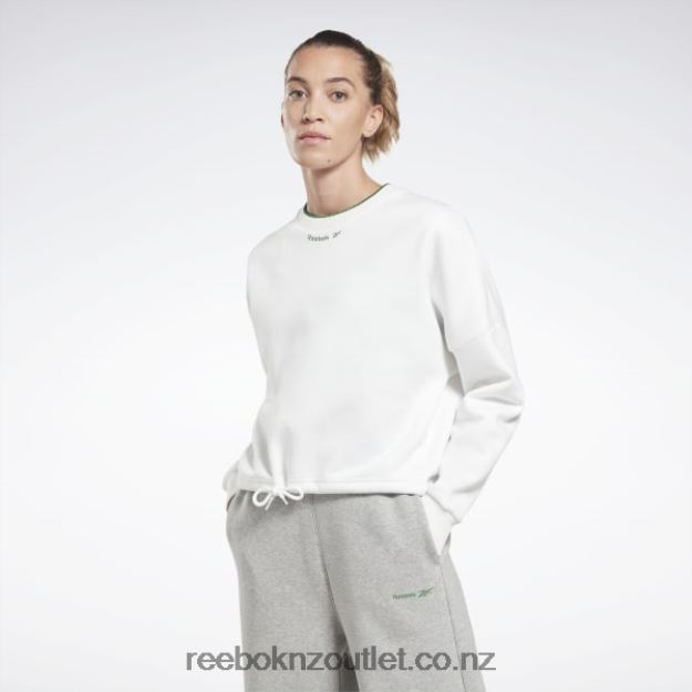 White 2B4626516 Identity Fleece Crew Sweatshirt Reebok Women