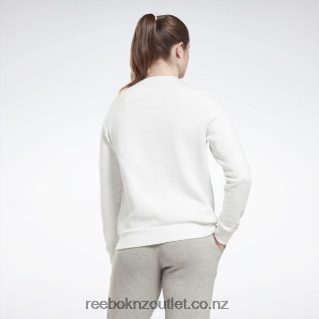 White 2B4626597 Identity Big Logo Fleece Crew Sweatshirt Reebok Women