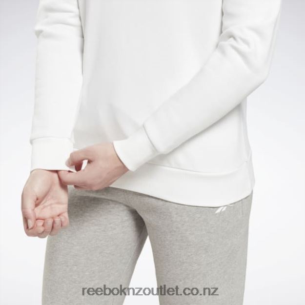 White 2B4626597 Identity Big Logo Fleece Crew Sweatshirt Reebok Women
