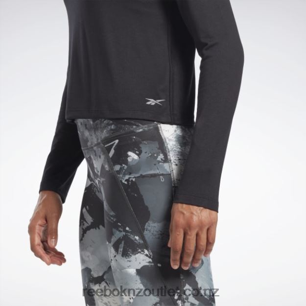 Black 2B4626660 Activchill Dreamblend Long Sleeve T-Shirt Reebok Women