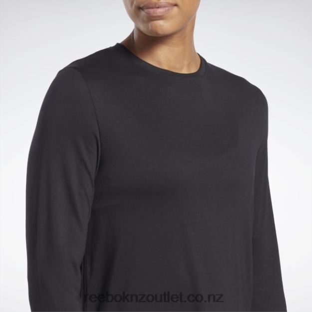Black 2B4626660 Activchill Dreamblend Long Sleeve T-Shirt Reebok Women