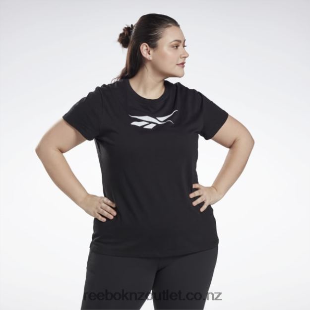Black 2B4626837 Graphic Vector T-Shirt (Plus Size) Reebok Women