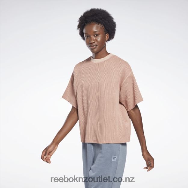 Canyon Coral 2B4626666 Les Mills Natural Dye Waffle T-Shirt Reebok Women