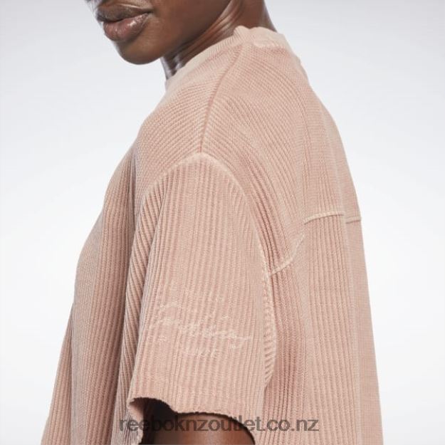 Canyon Coral 2B4626666 Les Mills Natural Dye Waffle T-Shirt Reebok Women