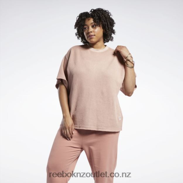 Canyon Coral 2B4626982 Classics Natural Dye Waffle T-Shirt (Plus Size) Reebok Women