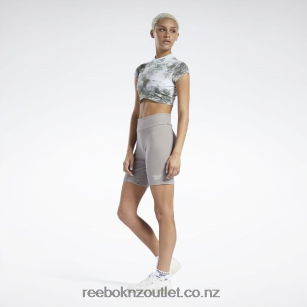 Light Sage 2B4626984 Classics Cloud Splatter-Print Short Sleeve Cropped T-Shirt Reebok Women
