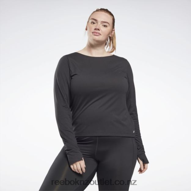 Night Black 2B4626674 Workout Ready Supremium Long Sleeve T-Shirt (Plus Size) Reebok Women