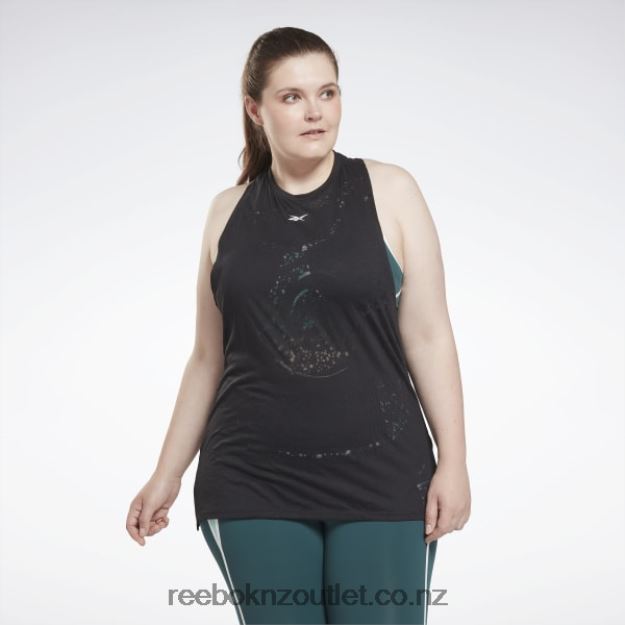 Black 2B4626614 Burnout Tank Top (Plus Size) Reebok Women