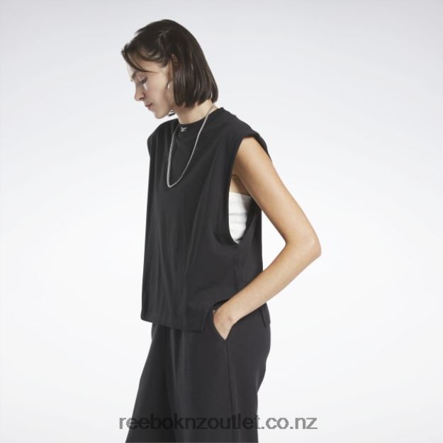 Black 2B4626627 Classics Jersey Muscle Tank Top Reebok Women