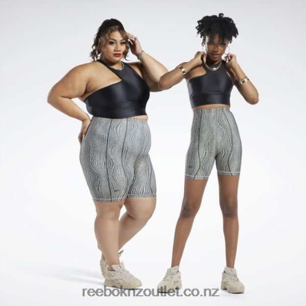 Black 2B4626950 Cardi B One-Shoulder Crop Tank Top (Plus Size) Reebok Women