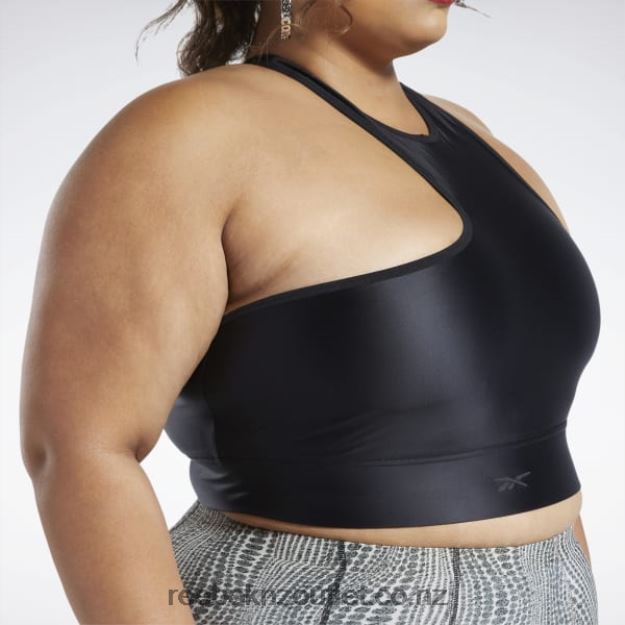 Black 2B4626950 Cardi B One-Shoulder Crop Tank Top (Plus Size) Reebok Women
