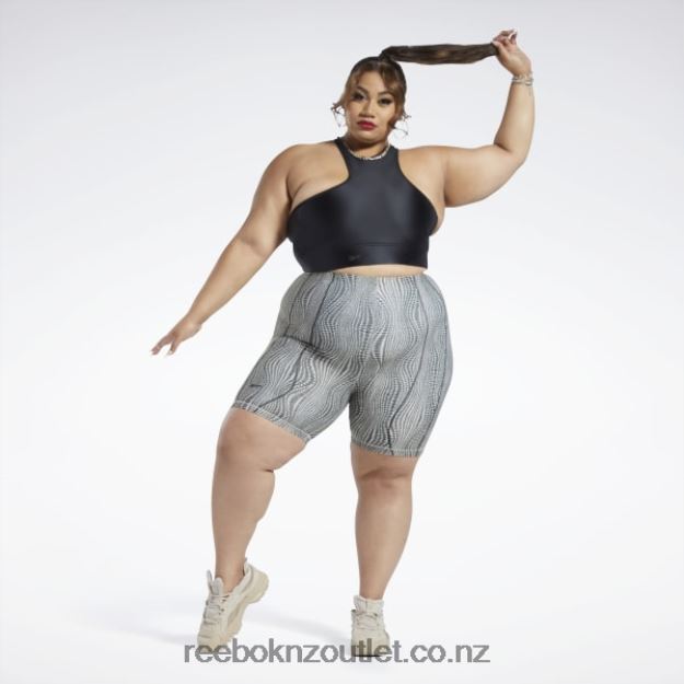 Black 2B4626950 Cardi B One-Shoulder Crop Tank Top (Plus Size) Reebok Women