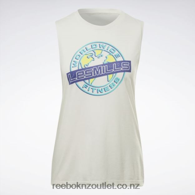 Classic White 2B4626565 Les Mills Graphic Muscle Tank Top Reebok Women