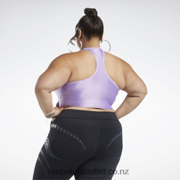 Puzzled Purple 2B4626461 Cardi B One-Shoulder Crop Tank Top (Plus Size) Reebok Women