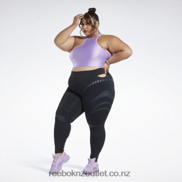 Puzzled Purple 2B4626461 Cardi B One-Shoulder Crop Tank Top (Plus Size) Reebok Women