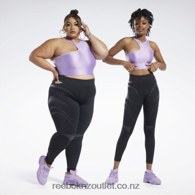 Puzzled Purple 2B4626461 Cardi B One-Shoulder Crop Tank Top (Plus Size) Reebok Women
