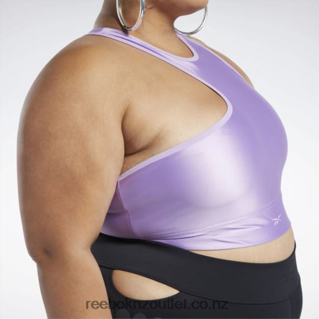 Puzzled Purple 2B4626461 Cardi B One-Shoulder Crop Tank Top (Plus Size) Reebok Women