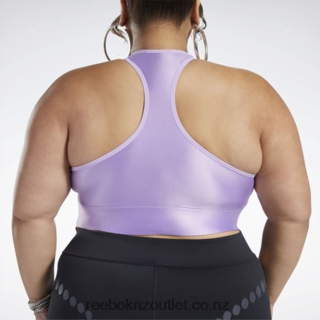 Puzzled Purple 2B4626461 Cardi B One-Shoulder Crop Tank Top (Plus Size) Reebok Women