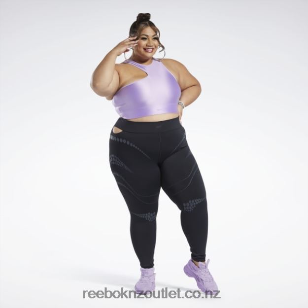 Puzzled Purple 2B4626461 Cardi B One-Shoulder Crop Tank Top (Plus Size) Reebok Women
