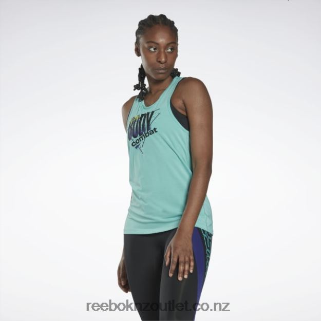 Semi Classic Teal 2B4626552 Les Mills BodyCombat ACTIVCHILL Graphic Tank Top Reebok Women