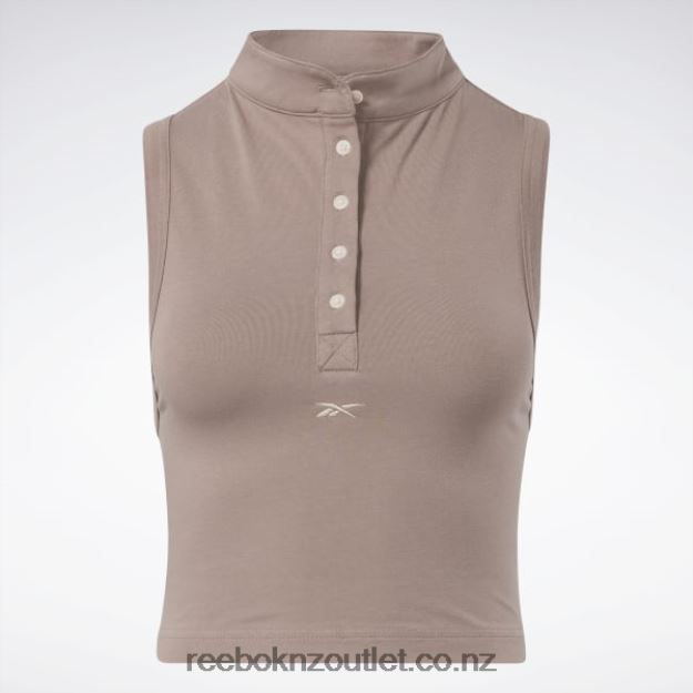 Taupe 2B4626748 Classics Cropped Fitted Jersey Tank Top Reebok Women