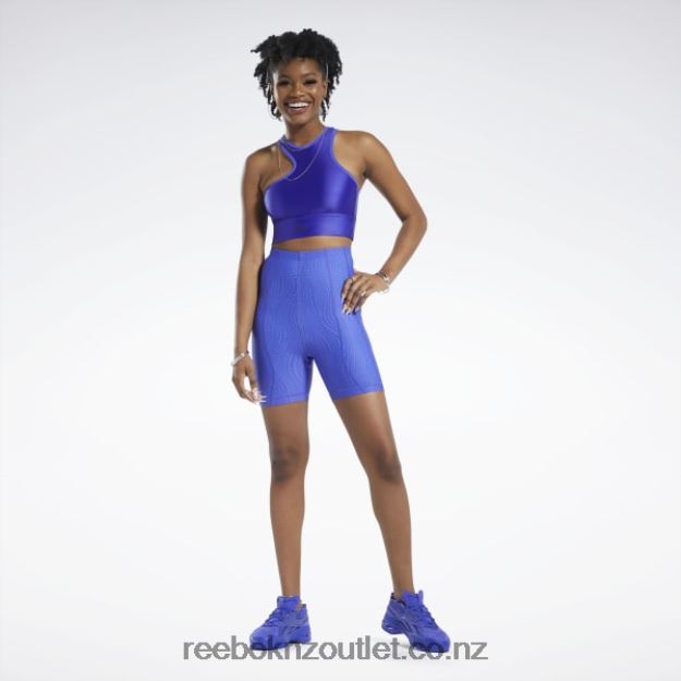 Ultima Purple 2B4626431 Cardi B One-Shoulder Crop Tank Top Reebok Women