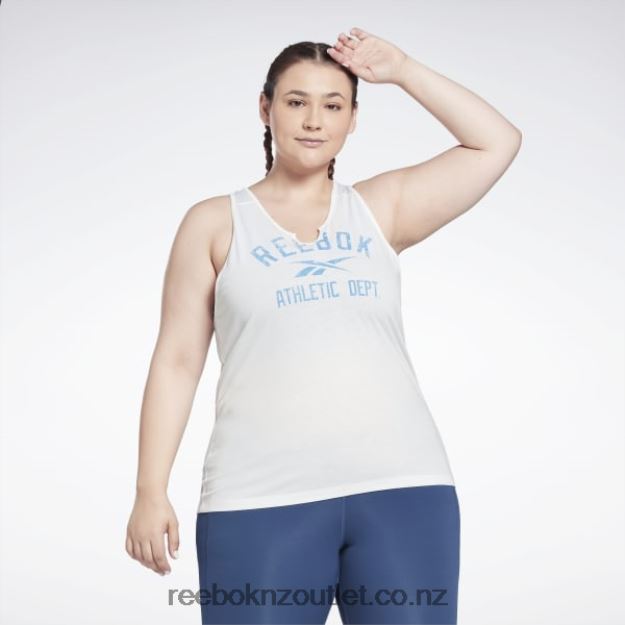 White 2B4626814 Workout Ready Supremium Big Logo Tank Top (Plus Size) Reebok Women