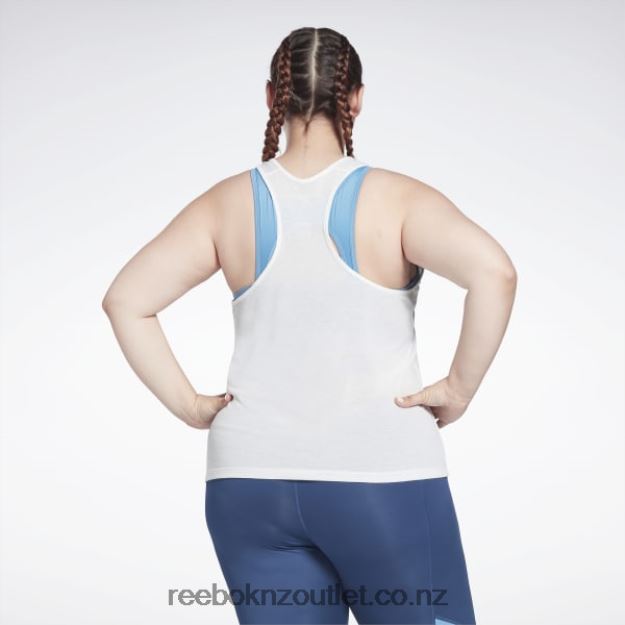 White 2B4626814 Workout Ready Supremium Big Logo Tank Top (Plus Size) Reebok Women
