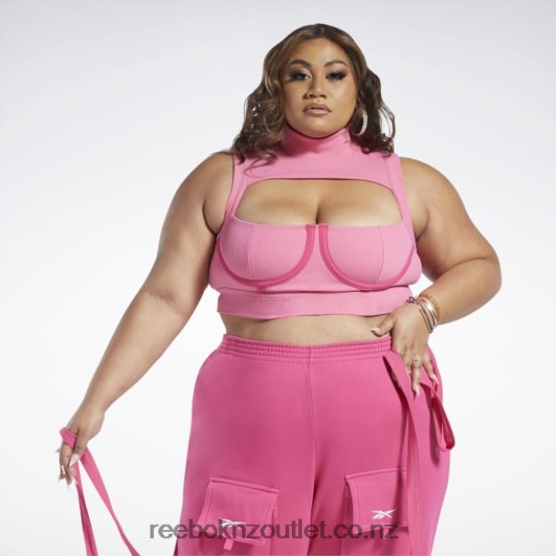 Astro Pink/Pink Fusion 2B4626479 Cardi B Crop Top (Plus Size) Reebok Women